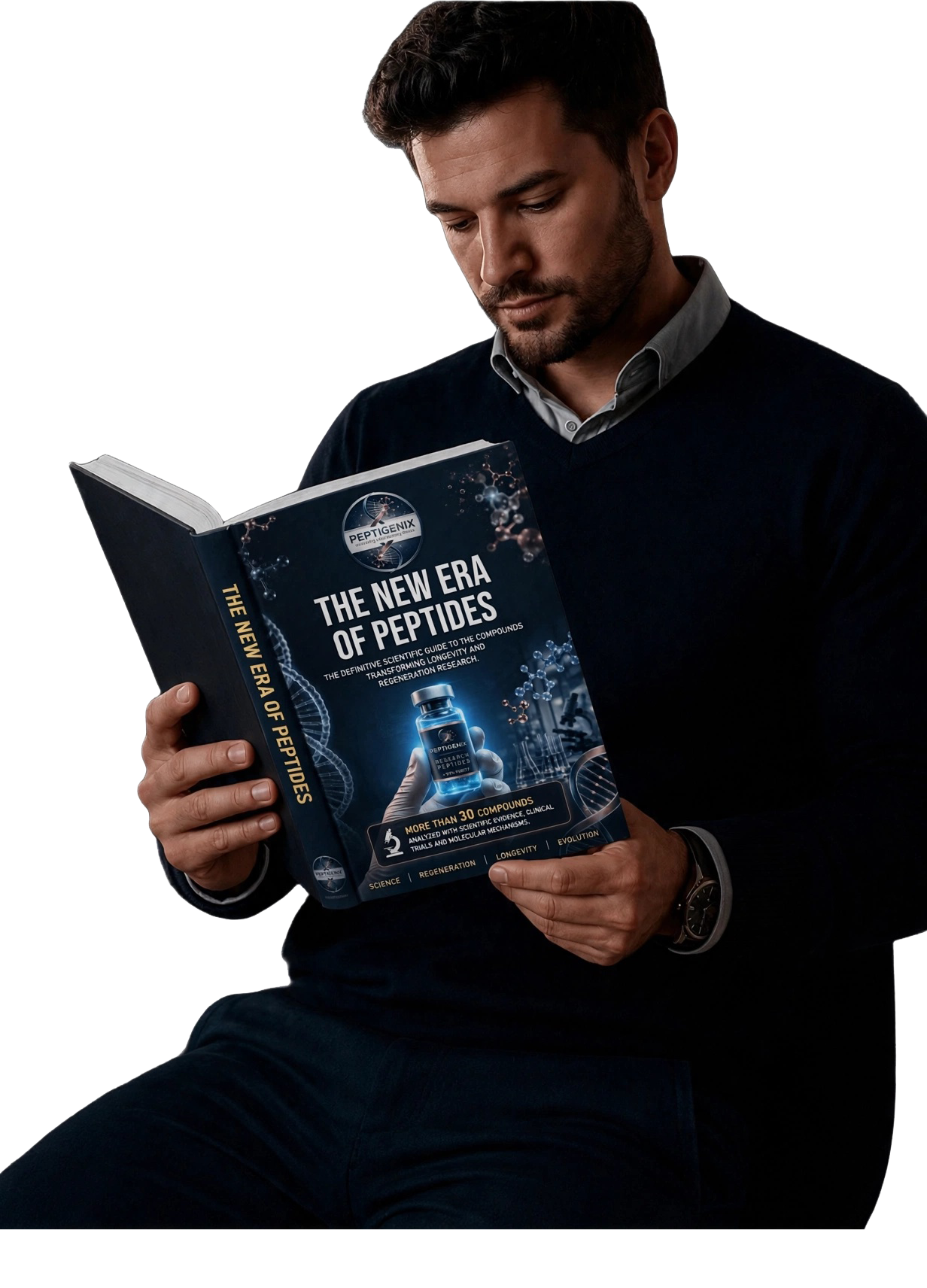 Person reading the Research Peptides Guide